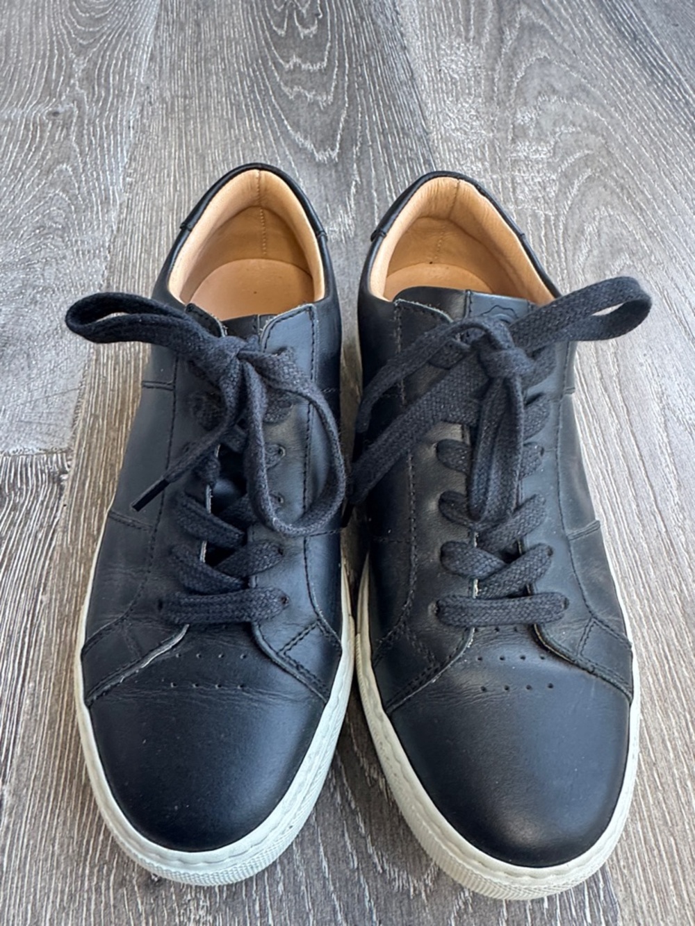 Greats Black Leather Low-Top Sneakers with White Sole